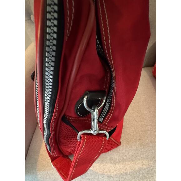 Kipling Duffle Bag Large Red Nylon Luggage Travel Gym Bag/Monkey Key Chain - Picture 8 of 15
